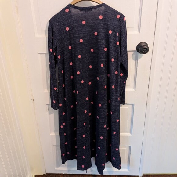 LuLaRoe Sarah Cardigan, size S, new but without tags, Navy with pink polka-dots - Picture 5 of 5